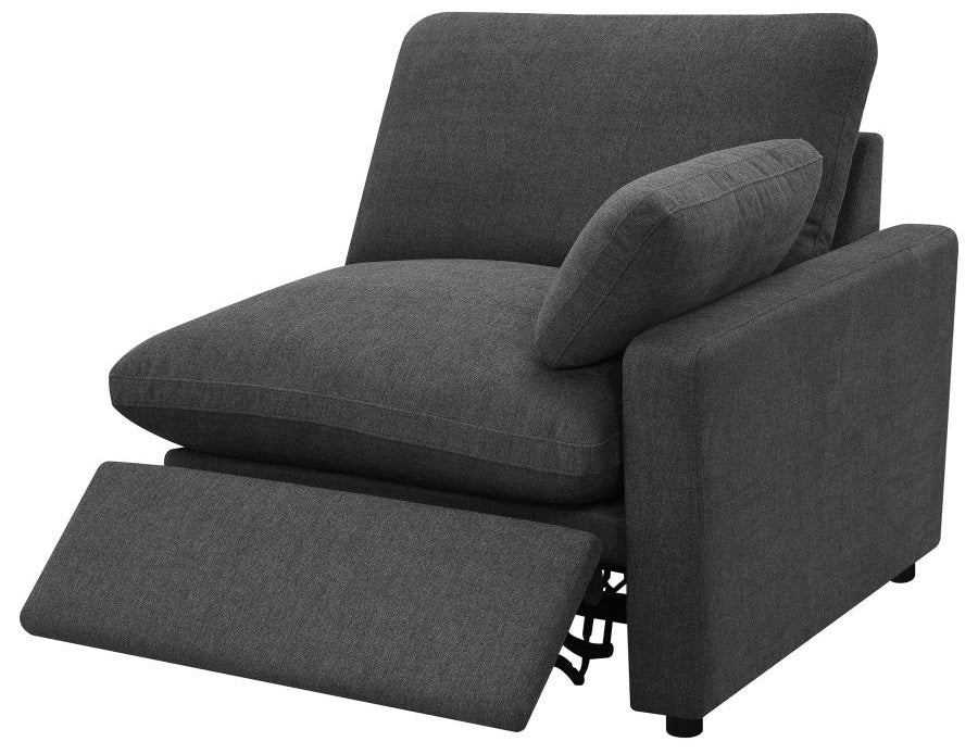 Coaster 609530P 5 pc Collins dark grey fabric power motion modular sectional sofa wall hugger design