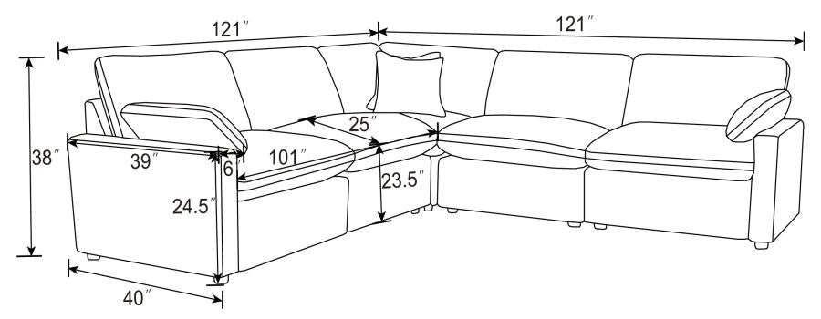 Coaster 609530P 5 pc Collins dark grey fabric power motion modular sectional sofa wall hugger design