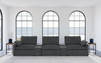 Coaster Collins Dark Grey Fabric 5-Piece Power Home Theater Seating with Console Centers – 609531PT