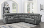 Coaster 609540P 6 pc Latitude run Bahrain charcoal chenille sectional sofa set with power recliners