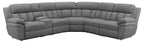 Coaster 609540P 6 pc Latitude run Bahrain charcoal chenille sectional sofa set with power recliners