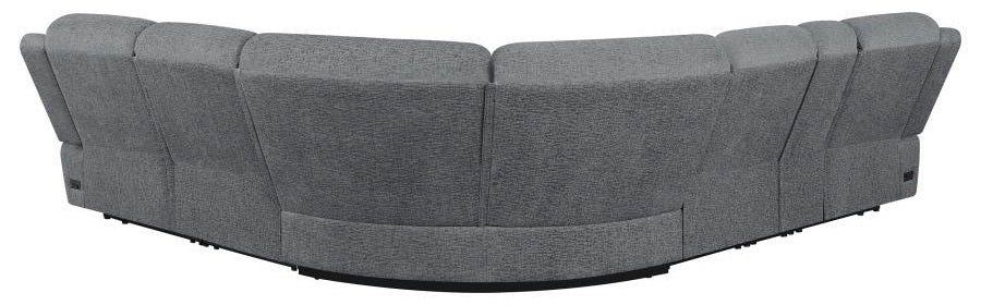 Coaster 609540P 6 pc Latitude run Bahrain charcoal chenille sectional sofa set with power recliners