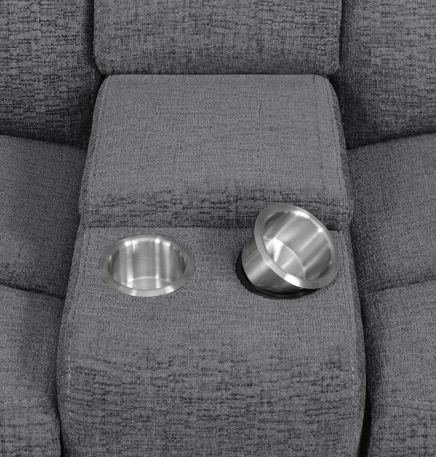 Coaster 609540P 6 pc Latitude run Bahrain charcoal chenille sectional sofa set with power recliners