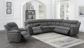 Coaster 609540P 6 pc Latitude run Bahrain charcoal chenille sectional sofa set with power recliners