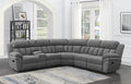 Coaster 609540 6 pc Latitude run Bahrain charcoal chenille sectional sofa set with recliners