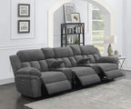 Coaster 609541PT 5 pc Latitude run Bahrain charcoal chenille theater sectional sofa set with power recliners
