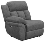 Coaster 609541PT 5 pc Latitude run Bahrain charcoal chenille theater sectional sofa set with power recliners