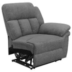Coaster 609541PT 5 pc Latitude run Bahrain charcoal chenille theater sectional sofa set with power recliners
