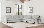 Coaster Collins Grey Fabric 7-Pc Power Motion Sectional Sofa with Charging Ports – 609560P-SETA