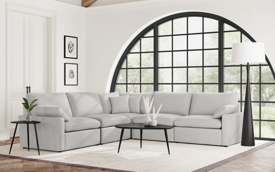 Coaster 609560P 5 pc Collins grey fabric power motion modular sectional sofa wall hugger design