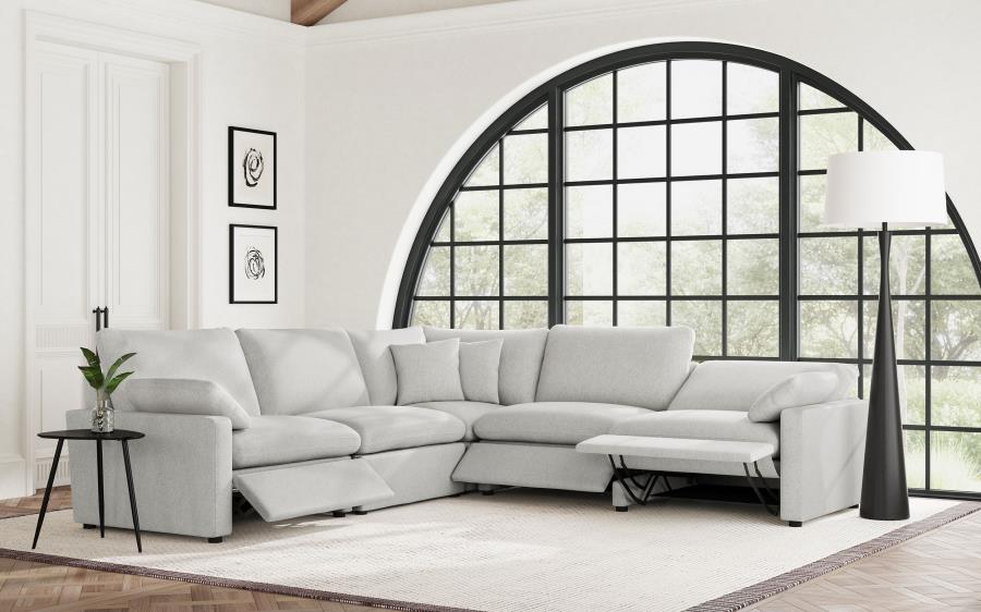 Coaster Collins Grey Fabric 5-Pc Power Motion Sectional Sofa with Charging Ports – 609560P