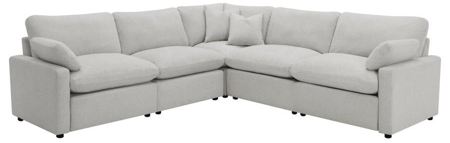 Coaster 609560P 5 pc Collins grey fabric power motion modular sectional sofa wall hugger design
