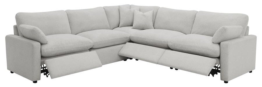 Coaster 609560P 5 pc Collins grey fabric power motion modular sectional sofa wall hugger design