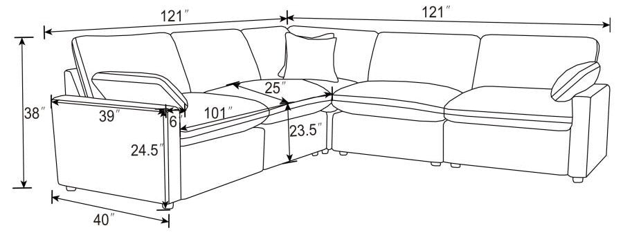 Coaster 609560P 5 pc Collins grey fabric power motion modular sectional sofa wall hugger design