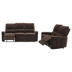 Coaster 609571-S2 2 pc Navarro dark brown chenille fabric sofa and love seat set recliner ends