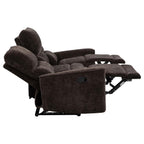 Coaster 609571-S2 2 pc Navarro dark brown chenille fabric sofa and love seat set recliner ends