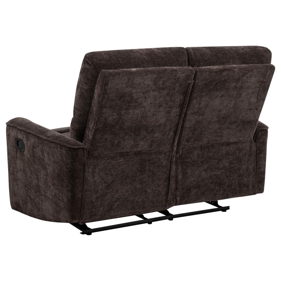 Coaster 609571-S2 2 pc Navarro dark brown chenille fabric sofa and love seat set recliner ends