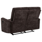 Coaster 609571-S2 2 pc Navarro dark brown chenille fabric sofa and love seat set recliner ends