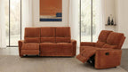 Coaster 609574-S2 2 pc Navarro burnt orange chenille fabric sofa and love seat set recliner ends