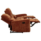 Coaster 609574-S2 2 pc Navarro burnt orange chenille fabric sofa and love seat set recliner ends