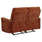 Coaster 609574-S2 2 pc Navarro burnt orange chenille fabric sofa and love seat set recliner ends