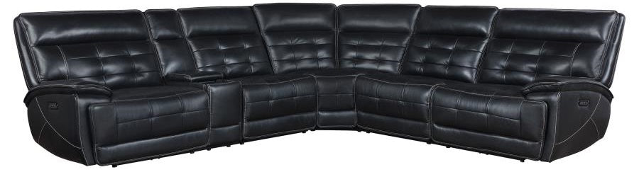 Coaster 609610PP 3 pc Hewitt black top grain leather match power motion sectional sofa with charging ports drink console