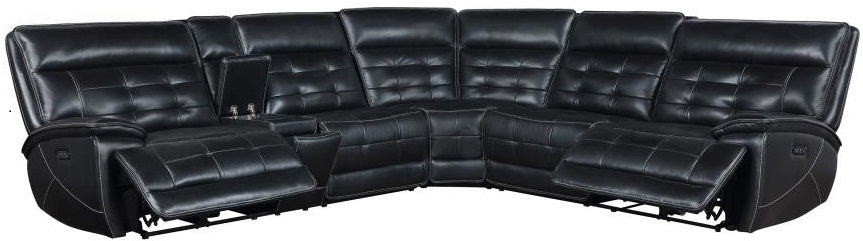 Coaster 609610PP 3 pc Hewitt black top grain leather match power motion sectional sofa with charging ports drink console