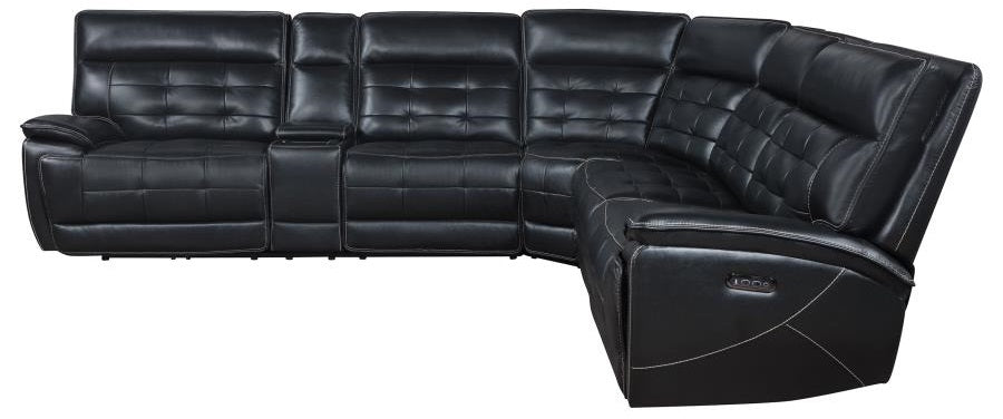 Coaster 609610PP 3 pc Hewitt black top grain leather match power motion sectional sofa with charging ports drink console