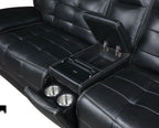Coaster 609610PP 3 pc Hewitt black top grain leather match power motion sectional sofa with charging ports drink console