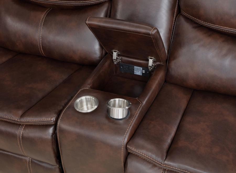 Coaster Sycamore Dark Brown Leatherette Power Reclining Sectional Sofa – 610190P