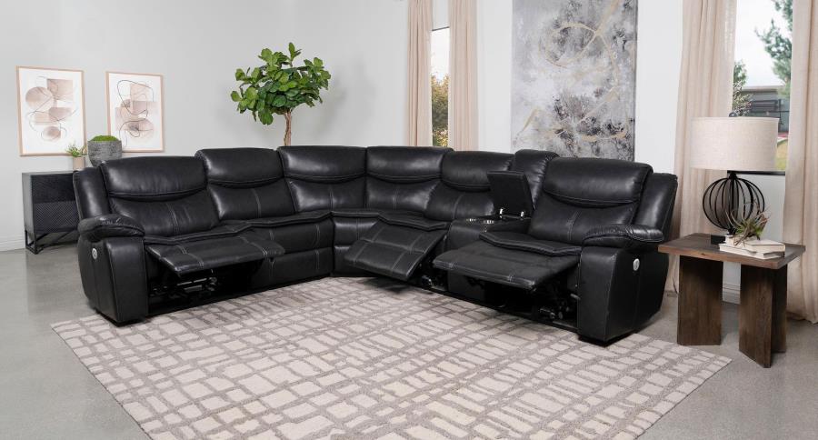Coaster Sycamore Dark Grey Leatherette Power Reclining Sectional Sofa – 610200P