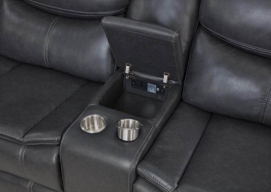 Coaster Sycamore Dark Grey Leatherette Power Reclining Sectional Sofa – 610200P