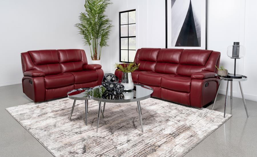 Coaster Camila Red Leatherette Reclining Sofa & Loveseat Set – 610241-S2