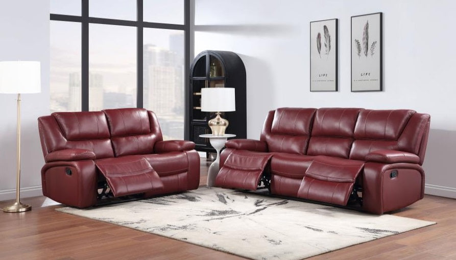 Coaster 610241-S2 2 pc Red barrel studio camila red faux leather reclining sofa and love seat set
