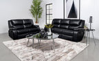 Coaster Camila Black Faux Leather Reclining Sofa & Love Seat Set – 610244-S2