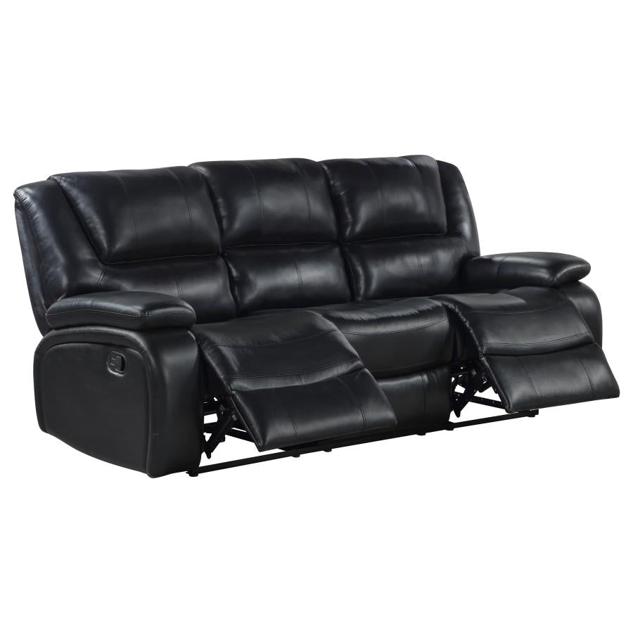 Coaster Camila Black Faux Leather Reclining Sofa & Love Seat Set – 610244-S2