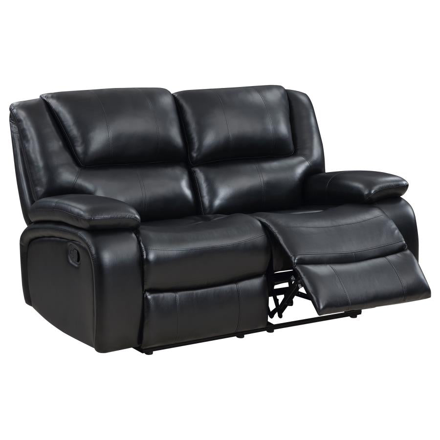 Coaster Camila Black Faux Leather Reclining Sofa & Love Seat Set – 610244-S2