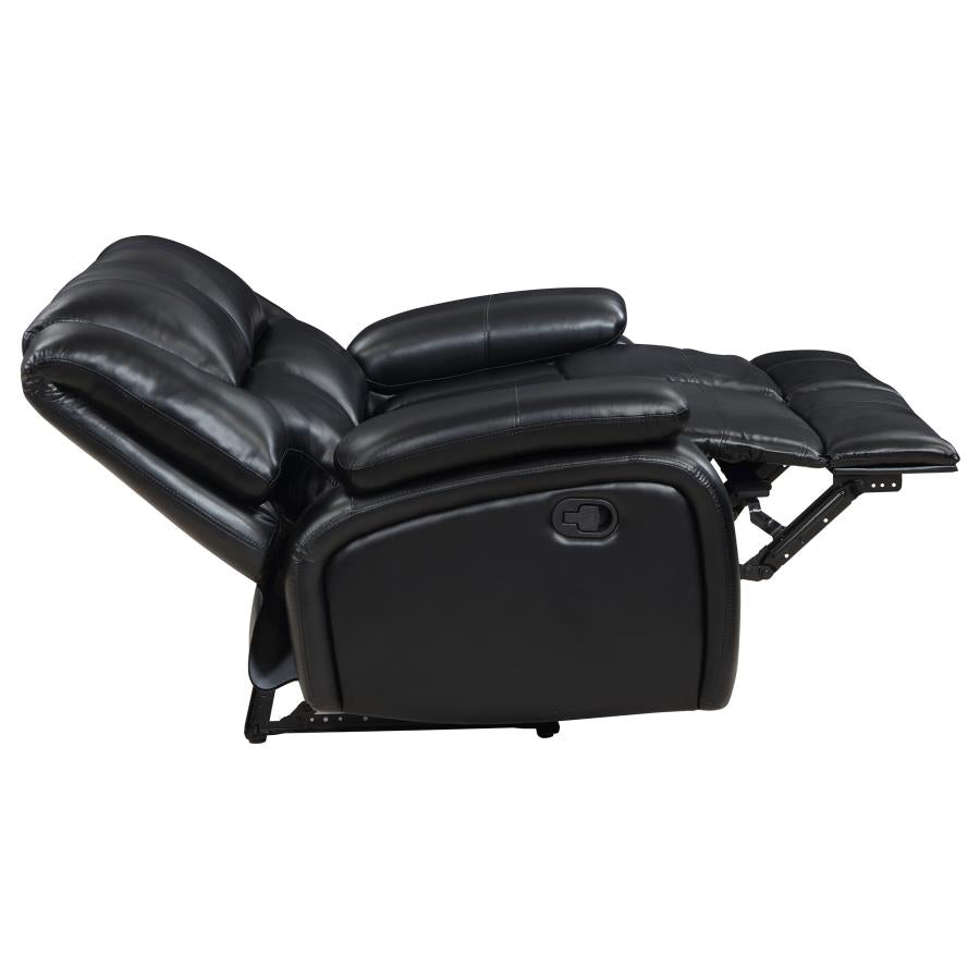 Coaster Camila Black Faux Leather Reclining Sofa & Love Seat Set – 610244-S2