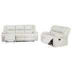 Coaster 610247-S2 2 pc Camila white faux leather reclining sofa and love seat set wall hugger