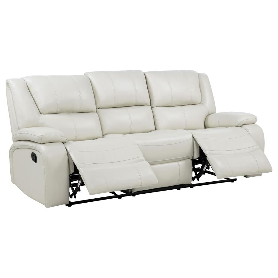 Coaster 610247-S2 2 pc Camila white faux leather reclining sofa and love seat set wall hugger