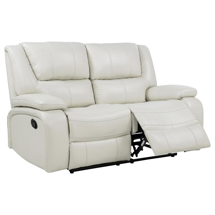 Coaster 610247-S2 2 pc Camila white faux leather reclining sofa and love seat set wall hugger