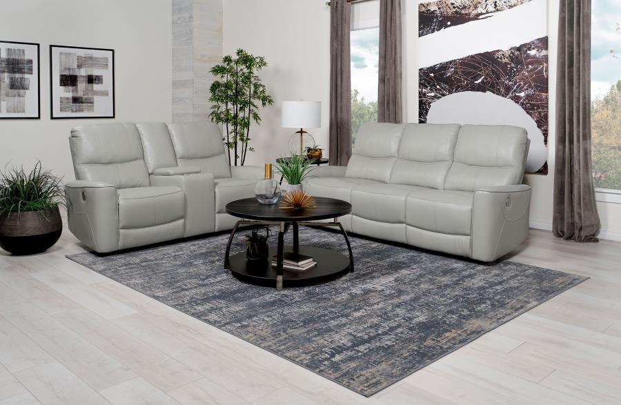 Coaster 610261P-S2 2 pc Greenfield ivory faux leather power motion sofa and love seat set recliner ends cup console USB