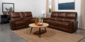 Coaster 610264P-S2 2 pc Greenfield brown faux leather power motion sofa and love seat set recliner ends cup console USB