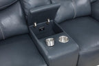 Coaster 610271-S2 2 pc Sloane blue faux leather manual motion sofa and love seat set recliner ends