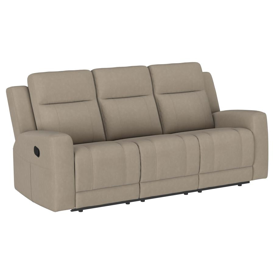 Brentwood Taupe Faux Leather Reclining Sofa and Love Seat Set – 610281-S2