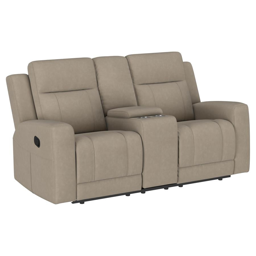 Brentwood Taupe Faux Leather Reclining Sofa and Love Seat Set – 610281-S2