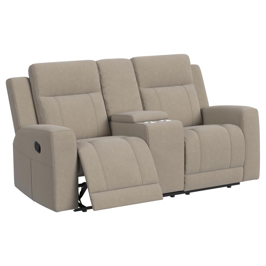 Brentwood Taupe Faux Leather Reclining Sofa and Love Seat Set – 610281-S2