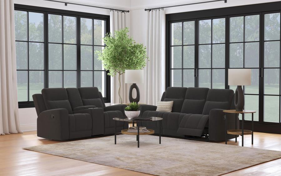 Coaster 610284-S2 2 pc Brentwood black faux leather reclining sofa and love seat set