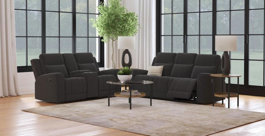 Coaster 610284-S2 2 pc Brentwood black faux leather reclining sofa and love seat set