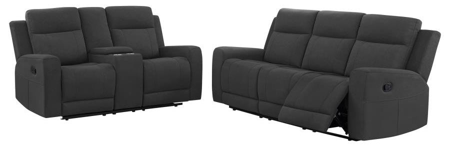 Coaster 610284-S2 2 pc Brentwood black faux leather reclining sofa and love seat set